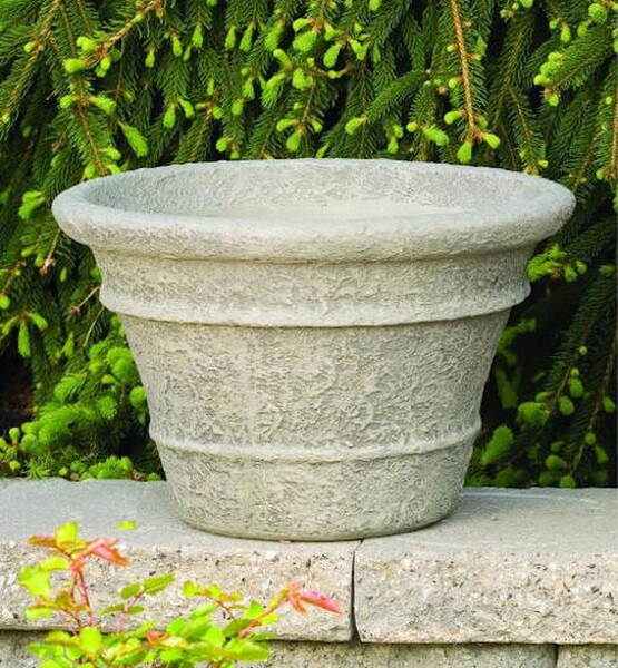 Double Line Cottage Planter Ruff Texture Round Urn Concrete Decorative